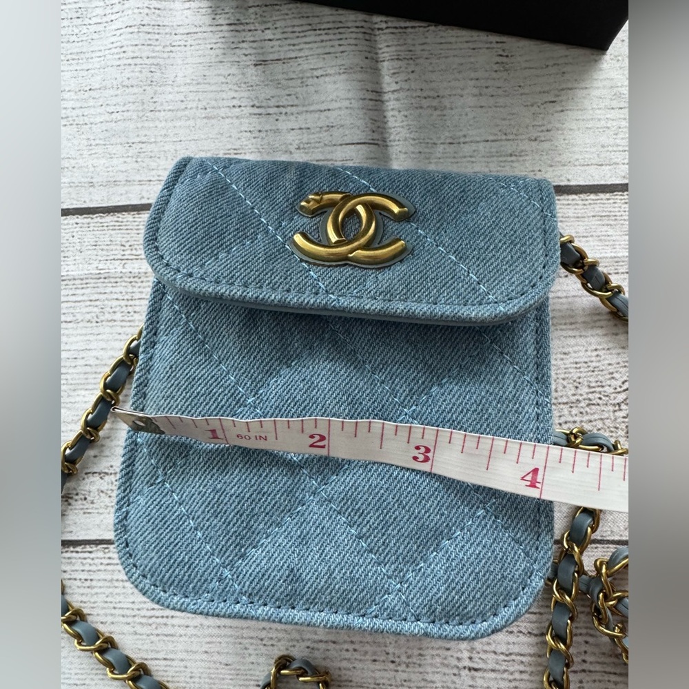 Chanel Makeup Bag crossbody purse chain CC denim pouch - Picture 5 of 9